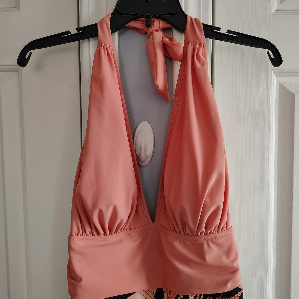 Cupshe Live Life On The Beach. Pink and Black Floral Swimsuit XL - Picture 7 of 12